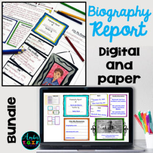 Biography Graphic Organizer & Report Template | Digital & Print BUNDLE 1